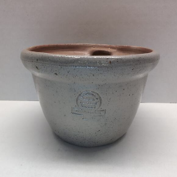 Rowe Pottery Works Heart Cutout Candle Crock Holder Votive Salt Glaze Folk Art - Picture 3 of 10